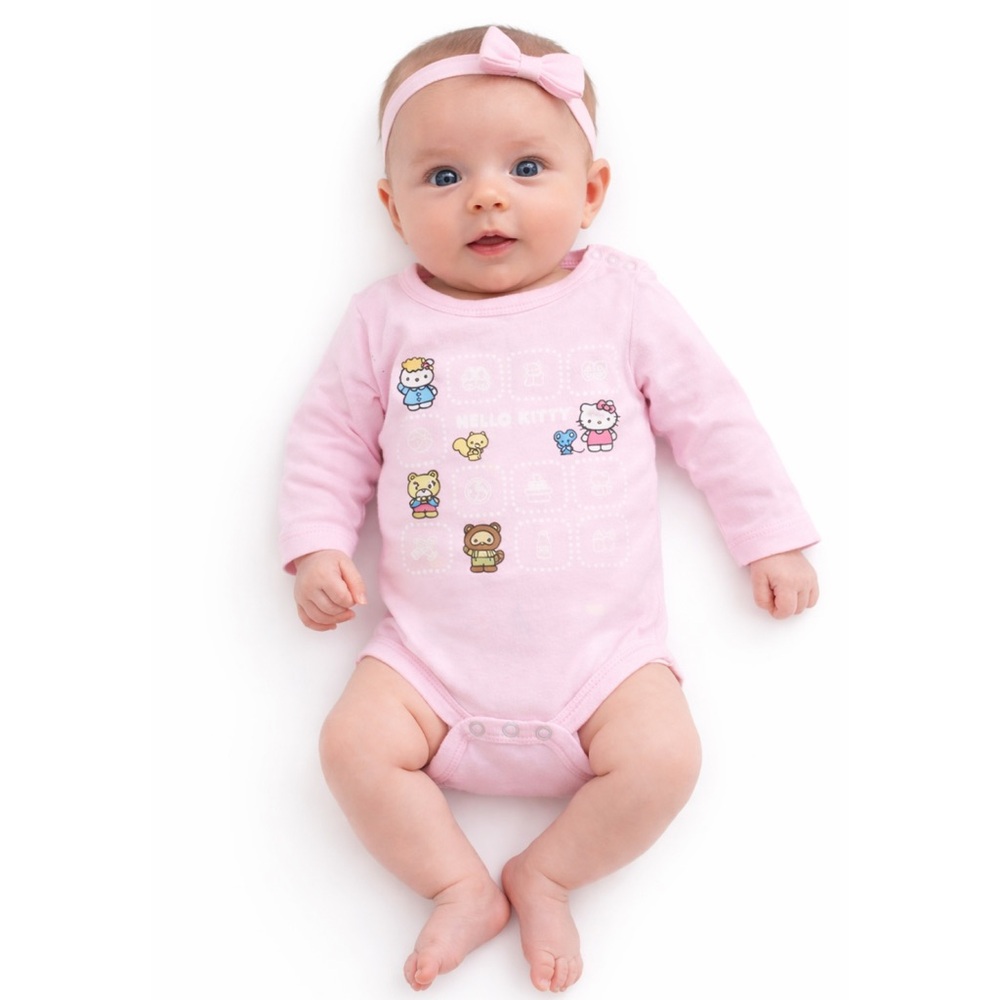 Hello Kitty Baby Girl Pink Organic Cotton Long Sleeve Onesie NWT